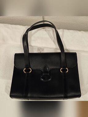Christian Dior Vintage Classic Black Leather Shoulder Bag